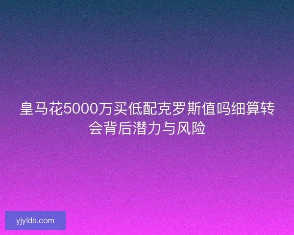 皇马花5000万买低配克罗斯值吗细算转会背后潜力与风险